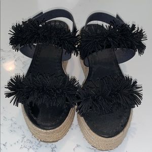 Black and white platform shoes